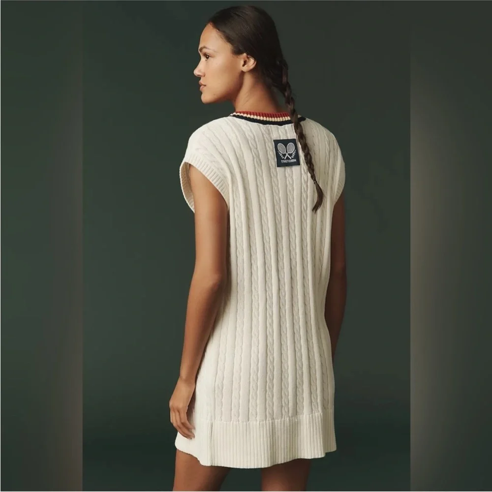 NWT Tretorn x Anthropologie Longline Short Sleeve Cardigan White Womens M Preppy - Picture 3 of 11